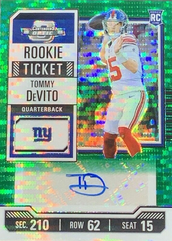 Tommy DeVito 2023 Contenders Optic #153 Rookie Ticket Auto - Green Pulsar /30 RAW