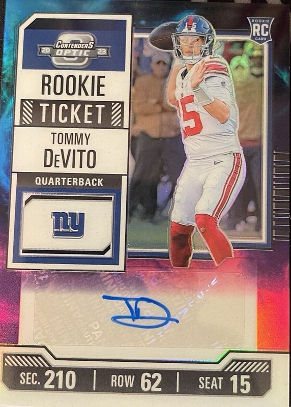 Tommy DeVito 2023 Contenders Optic #153 Rookie Ticket Auto - Nebula /2 BGS 9.5