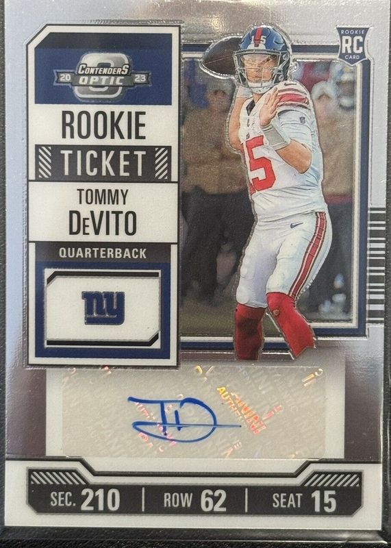 Tommy DeVito 2023 Contenders Optic #153 Rookie Ticket Auto BGS 9.5