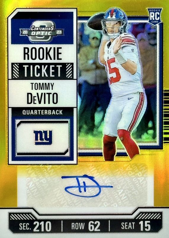 Tommy DeVito 2023 Contenders Optic #153 Rookie Ticket Auto - Gold /10 SGC 9.5