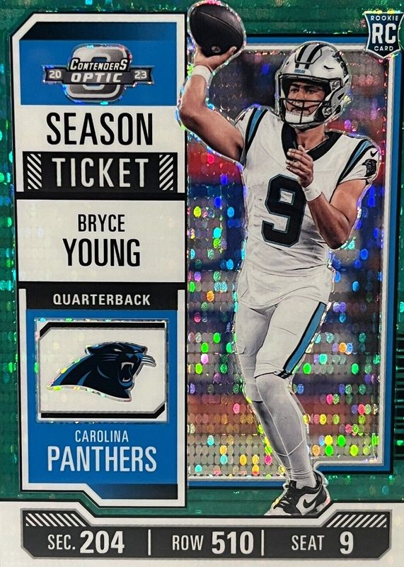 Bryce Young 2023 Contenders Optic #7 Green Pulsar /35 Rookie PSA 10