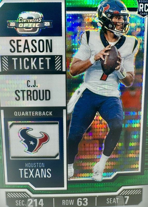 CJ Stroud 2023 Contenders Optic #20 Green Pulsar /35 Rookie SGC 9