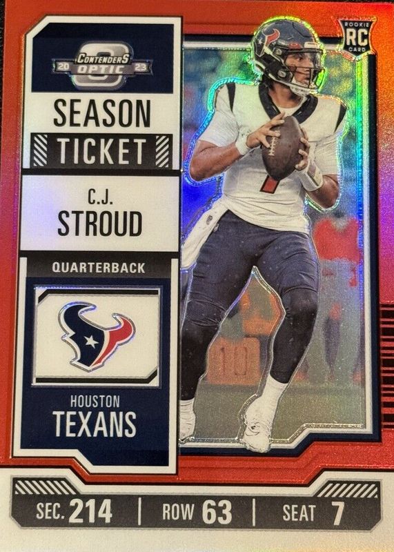 CJ Stroud 2023 Contenders Optic #20 Red /175 Rookie SGC 9.5