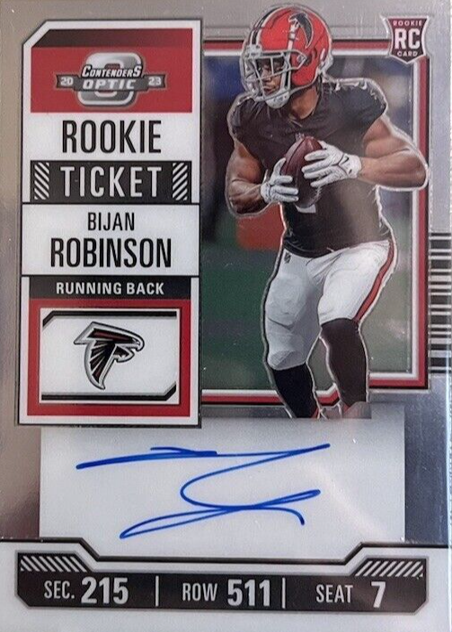 Bijan Robinson 2023 Contenders Optic #103 Rookie Ticket Auto Price