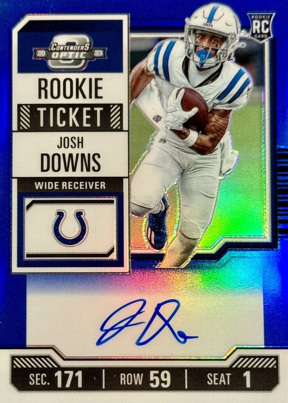 Josh Downs 2023 Contenders Optic #121 Rookie Ticket Auto - Blue /75 Rookie BGS 9.5