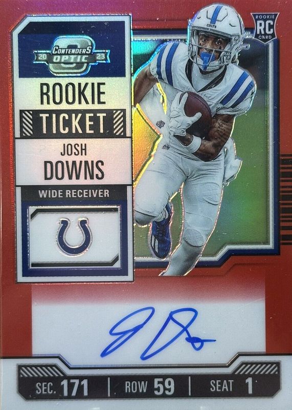 Josh Downs 2023 Contenders Optic #121 Rookie Ticket Auto - Red (/125) Rookie SGC 9.5