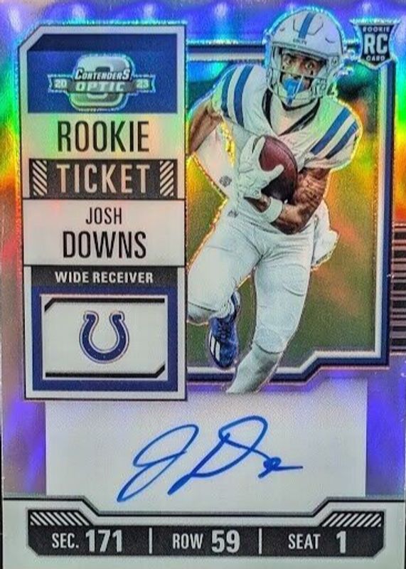 Josh Downs 2023 Contenders Optic #121 Rookie Ticket Auto - Silver Rookie SGC 10