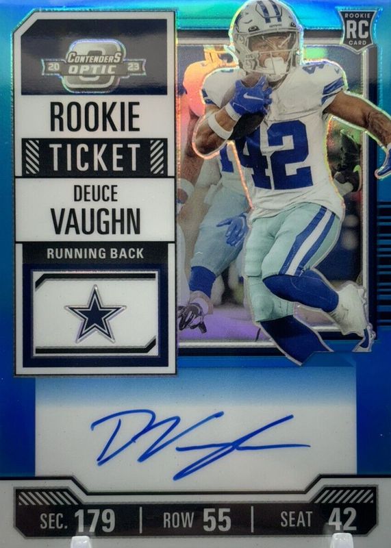 Deuce Vaughn 2023 Contenders Optic #108 Rookie Ticket Auto - Teal /99 Rookie SGC 9.5