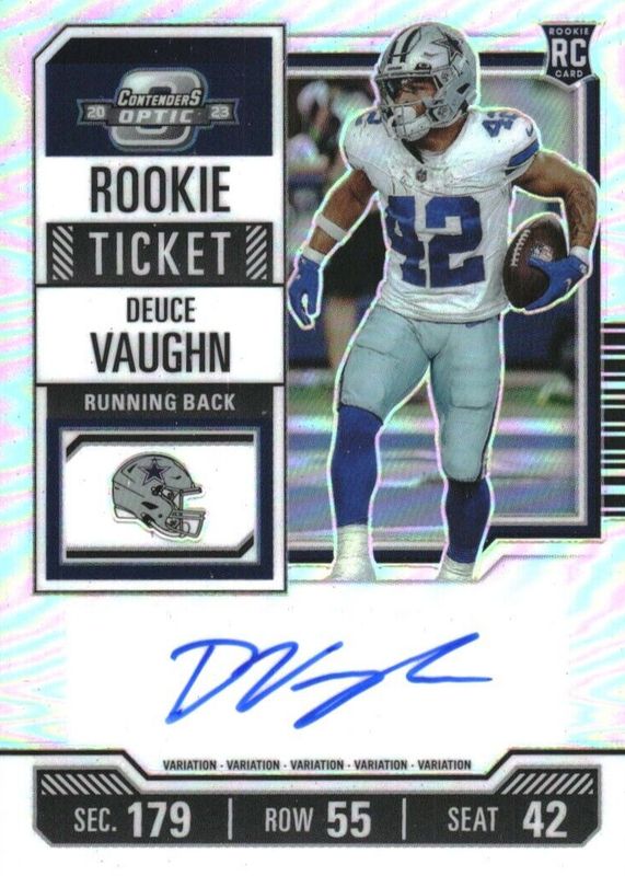 Deuce Vaughn 2023 Contenders Optic #108 Rookie Ticket Auto Variation - Silver Rookie PSA 9