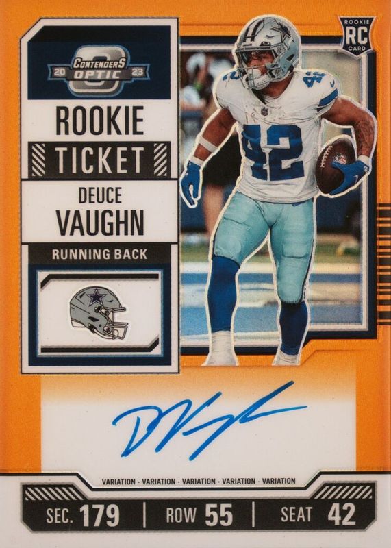 Deuce Vaughn 2023 Contenders Optic #108 Rookie Ticket Auto Variation - Orange /35 PSA 10