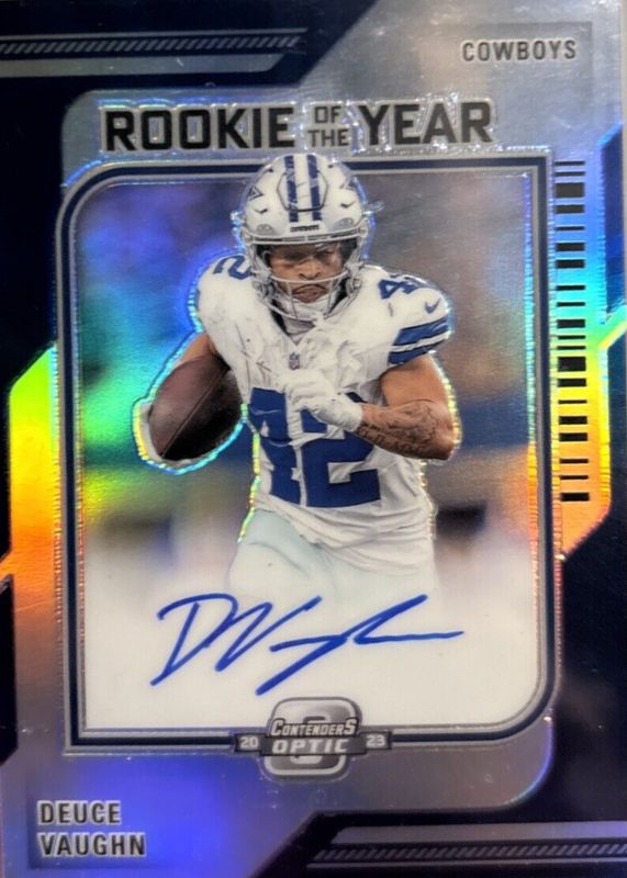 Deuce Vaughn 2023 Contenders Optic #ROY-DV Rookie of the Year Contenders Autographs (/99) Rookie RAW