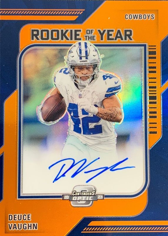 Deuce Vaughn 2023 Contenders Optic #ROY-DV Rookie of the Year Contenders Autographs - Orange /50 Rookie SGC 10