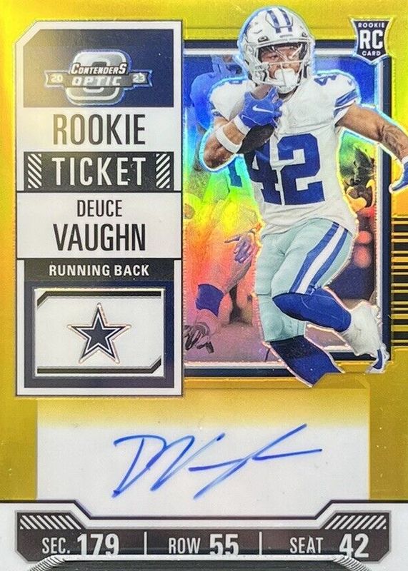 Deuce Vaughn 2023 Contenders Optic #108 Rookie Ticket Auto - Gold /10 Rookie BGS 9.5