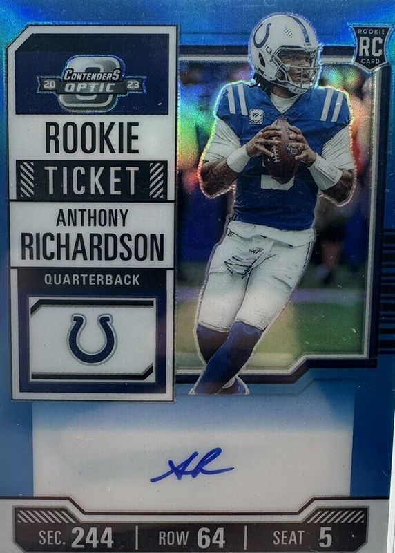 Anthony Richardson 2023 Contenders Optic #102 Rookie Ticket Auto - Teal /99 Rookie SGC 10