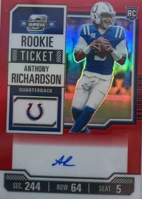 Anthony Richardson 2023 Contenders Optic #102 Rookie Ticket Auto - Red (/125) Rookie SGC 9.5