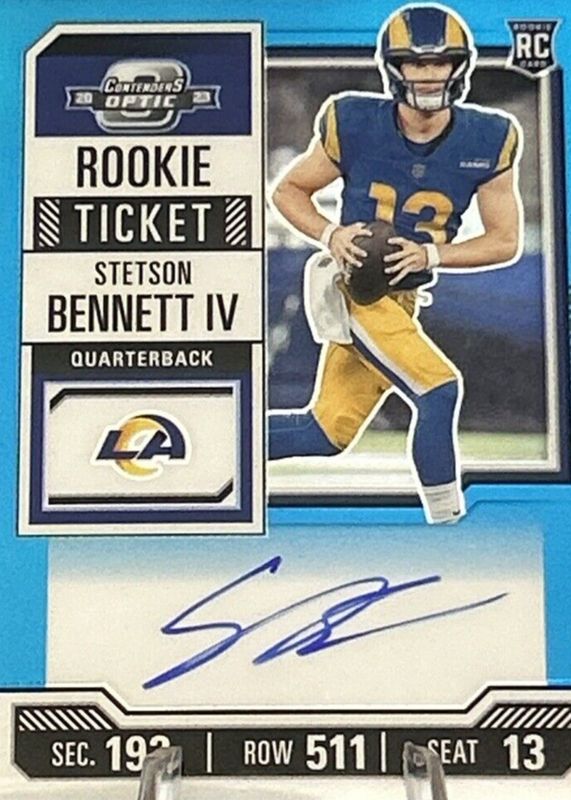 Stetson Bennett IV 2023 Contenders Optic #133 Rookie Ticket Auto - Teal /99 Rookie BGS 9.5