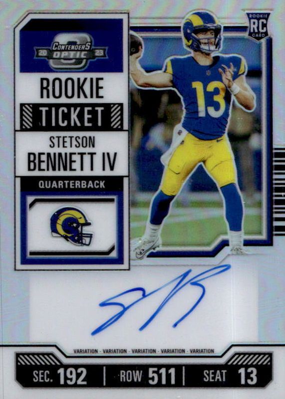 Stetson Bennett IV 2023 Contenders Optic #133 Rookie Ticket Auto Variation - Silver RAW