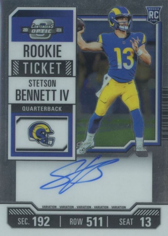 Stetson Bennett IV 2023 Contenders Optic #133 Rookie Ticket Auto Variation Rookie SGC 10