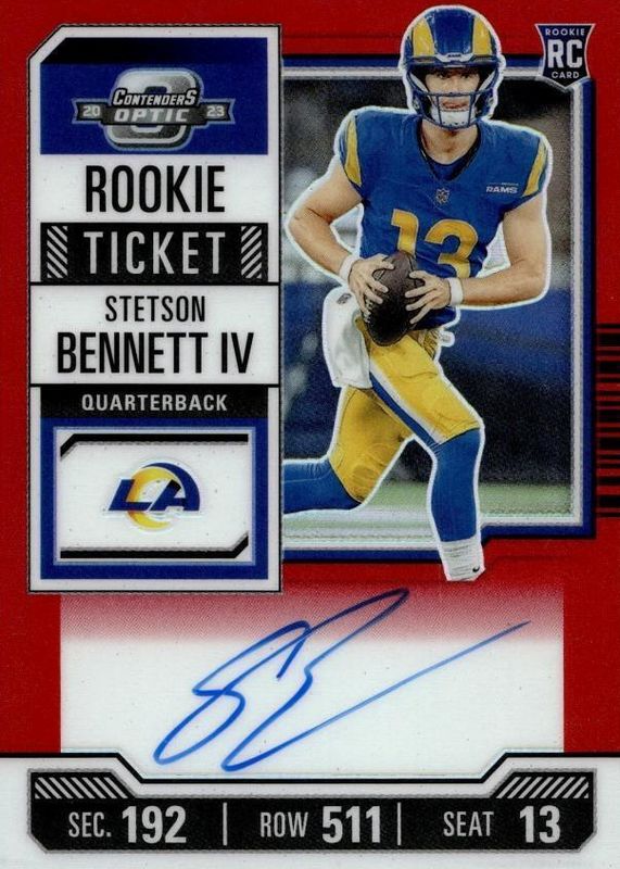 Stetson Bennett IV 2023 Contenders Optic #133 Rookie Ticket Auto - Red (/125) Rookie PSA 9