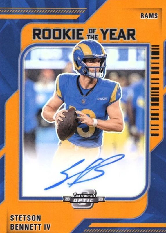 Stetson Bennett IV 2023 Contenders Optic #ROY-SB Rookie of the Year Contenders Autographs - Orange /50 Rookie SGC 9.5