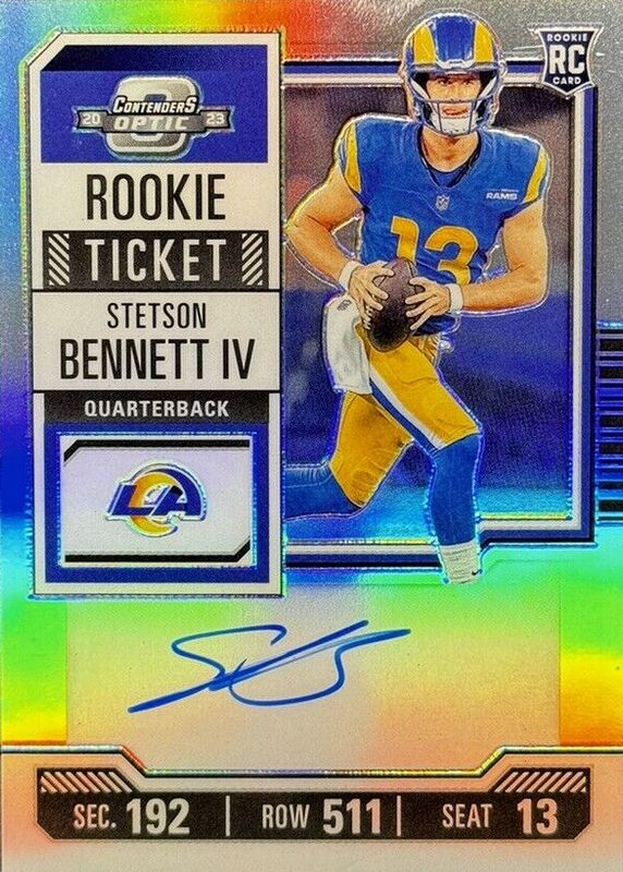 Stetson Bennett IV 2023 Contenders Optic #133 Rookie Ticket Auto - Silver Rookie PSA 9