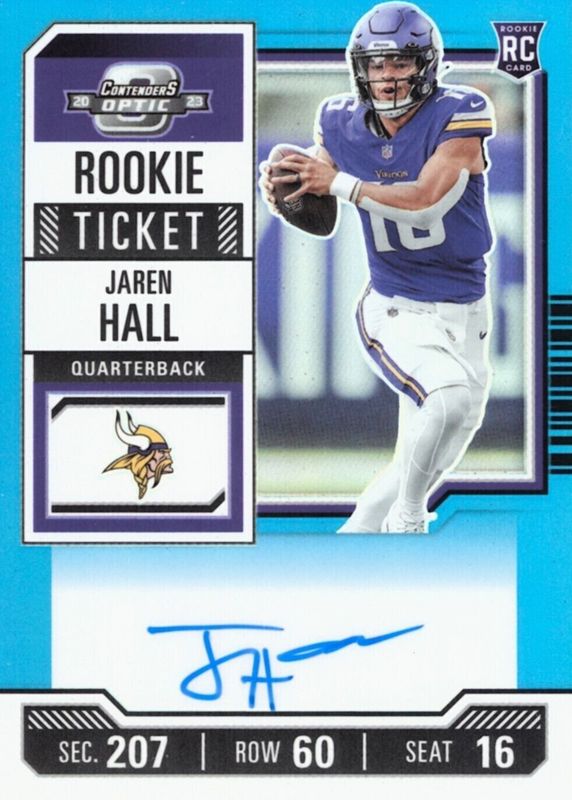 Jaren Hall 2023 Contenders Optic #116 Rookie Ticket Auto - Teal /99 Rookie RAW