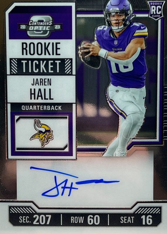 Jaren Hall 2023 Contenders Optic #116 Rookie Ticket Auto Rookie SGC 10