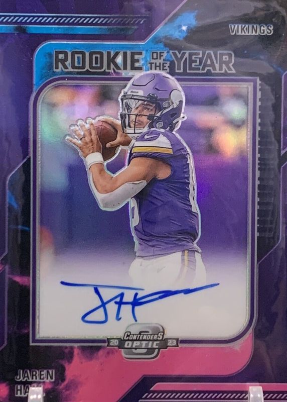 Jaren Hall 2023 Contenders Optic #ROY-JH Rookie of the Year Contenders Autographs - Nebula /2 Rookie SGC 9.5