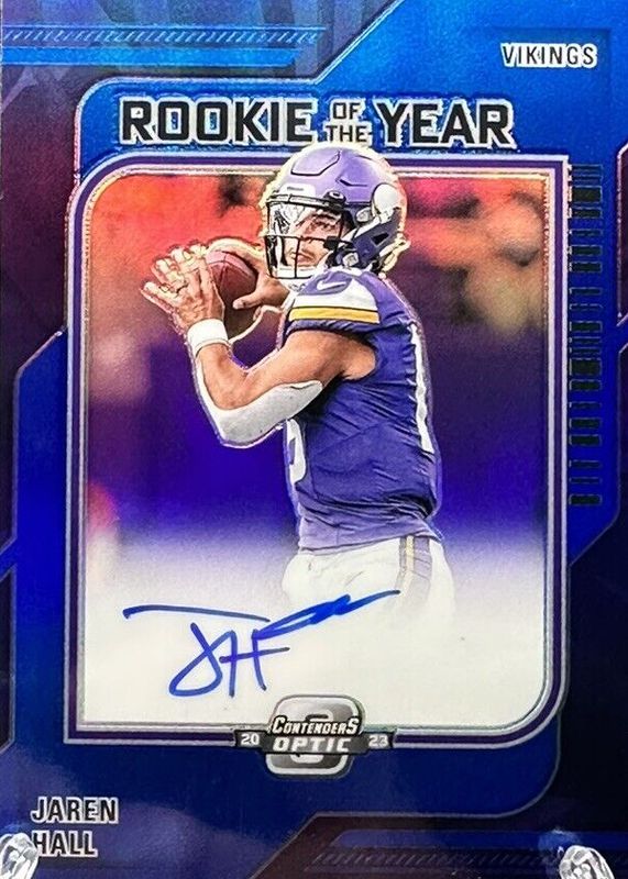 Jaren Hall 2023 Contenders Optic #ROY-JH Rookie of the Year Contenders Autographs - Blue (/75) Rookie SGC 9.5