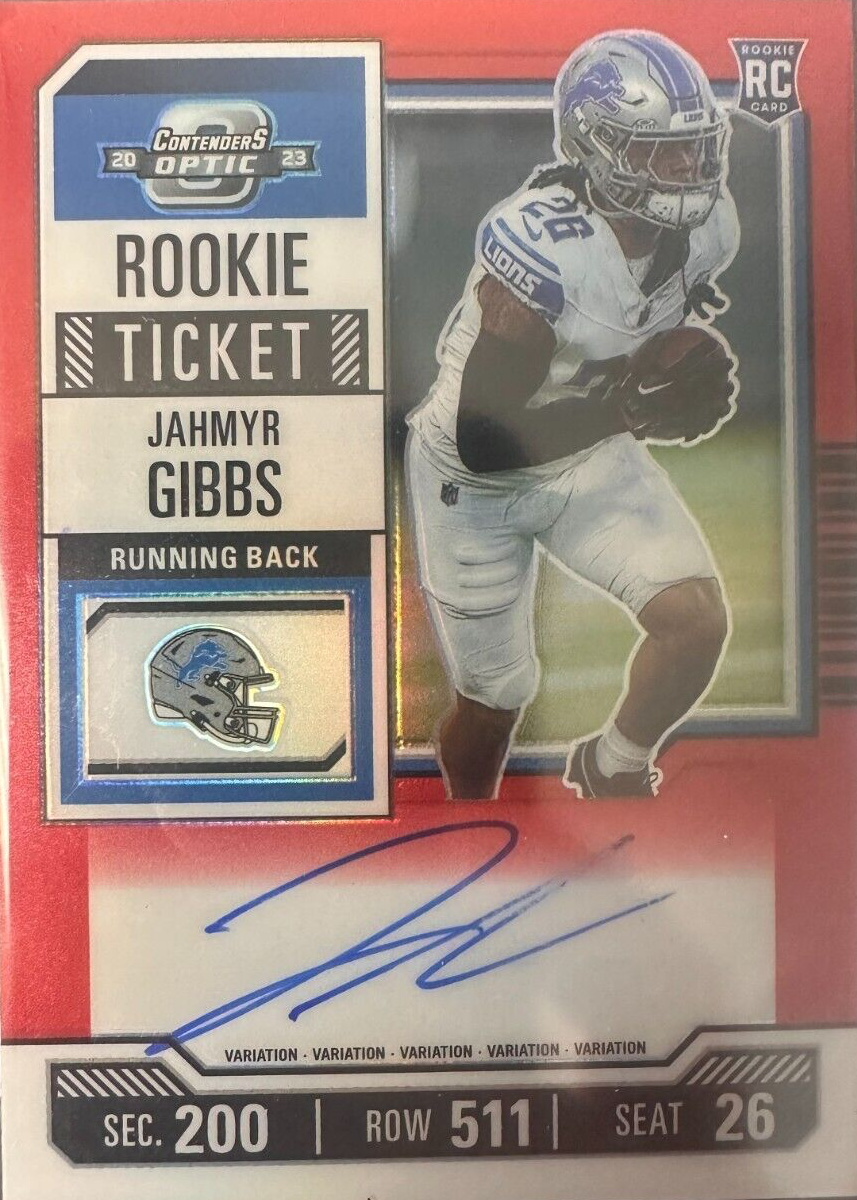 Jahmyr Gibbs 2023 Contenders Optic #112 Rookie Ticket Auto