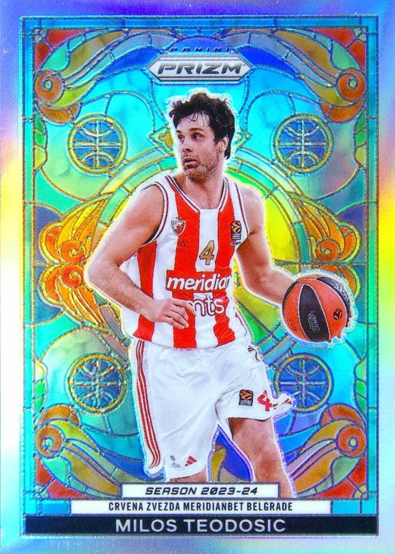 Milos Teodosic 2023 Prizm EuroLeague #15 Stained Glass /(SSP) SGC 10