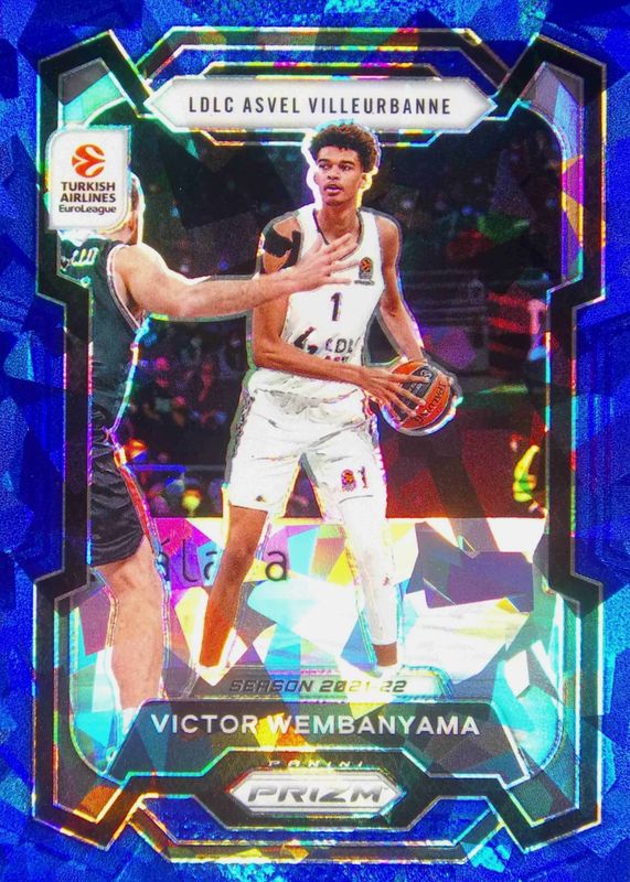 Victor Wembanyama 2023 Prizm EuroLeague #11 Blue Ice /125 Rookie SGC 8