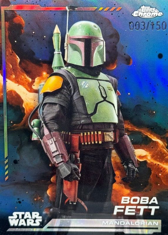 Boba Fett 2024 Topps Chrome Star Wars #19 Skywalker Blue Refractor /150 PSA 10