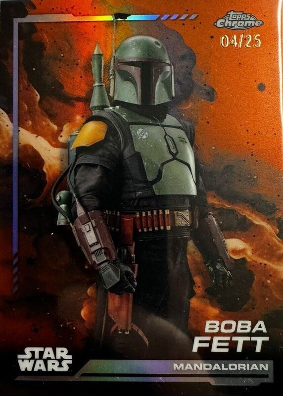 Boba Fett 2024 Topps Chrome Star Wars #19 Rebel Orange Refractor /25 PSA 10