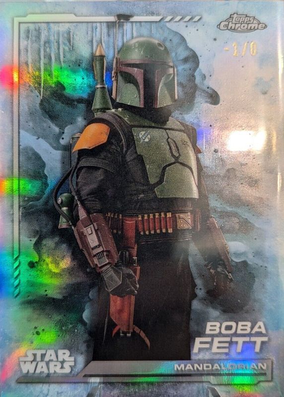 Boba Fett 2024 Topps Chrome Star Wars #HV-19 Hoth Ice Blue Frozenfractor Variation /-5 PSA 10