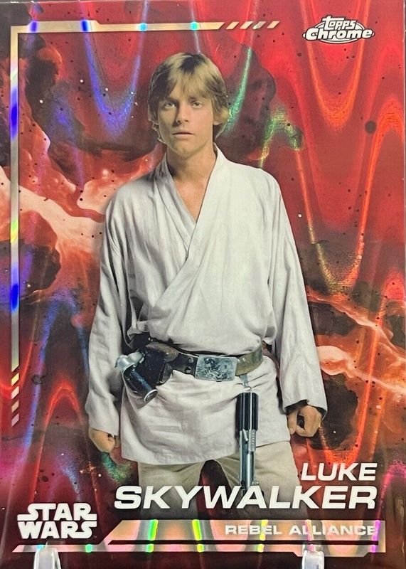 Luke Skywalker 2024 Topps Chrome Star Wars #104 Red Blaster RayWave Refractor RAW