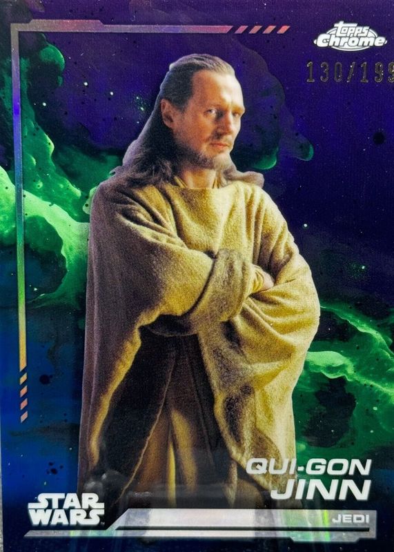 Qui-Gon Jinn 2024 Topps Chrome Star Wars #128 Kamino Aqua Refractor /199 PSA 10