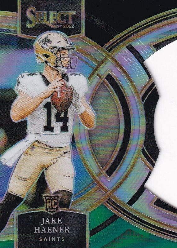 Jake Haener 2023 Select #186 Premier Level Black & Green Die-Cut Rookie RAW