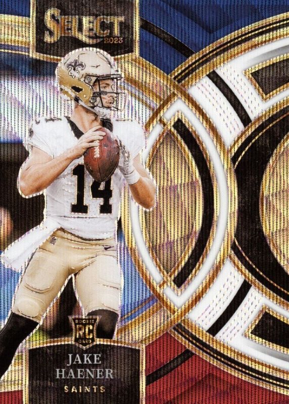 Jake Haener 2023 Select #186 Premier Level Tri-Color /225 Rookie RAW
