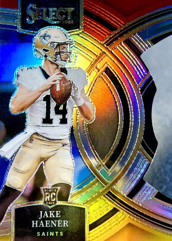 Jake Haener 2023 Select #186 Premier Level Red & Yellow Die-Cut Rookie RAW