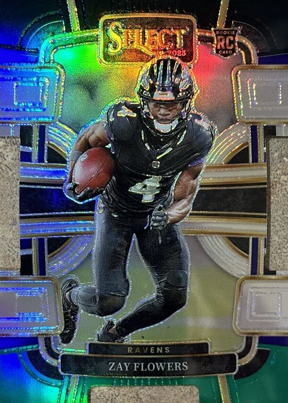 Zay Flowers 2023 Select #8 Concourse Black & Green Die-Cut Rookie PSA 10