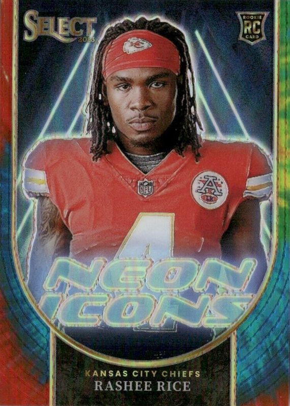 Rashee Rice 2023 Select #NI-RRI Neon Icons - Tie-Dye /25 Rookie PSA 8