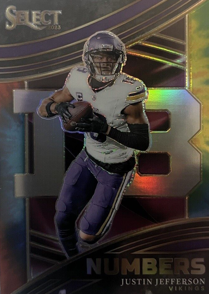 Justin Jefferson 2023 Select #NMB-JJE Select Numbers - Tie-Dye /25