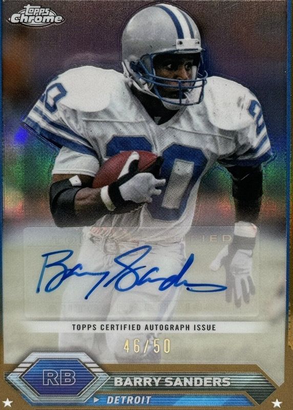 Barry Sanders 2023 Topps Composite #TCA-BS Chrome Autographs - Gold Refractor /50 PSA 10