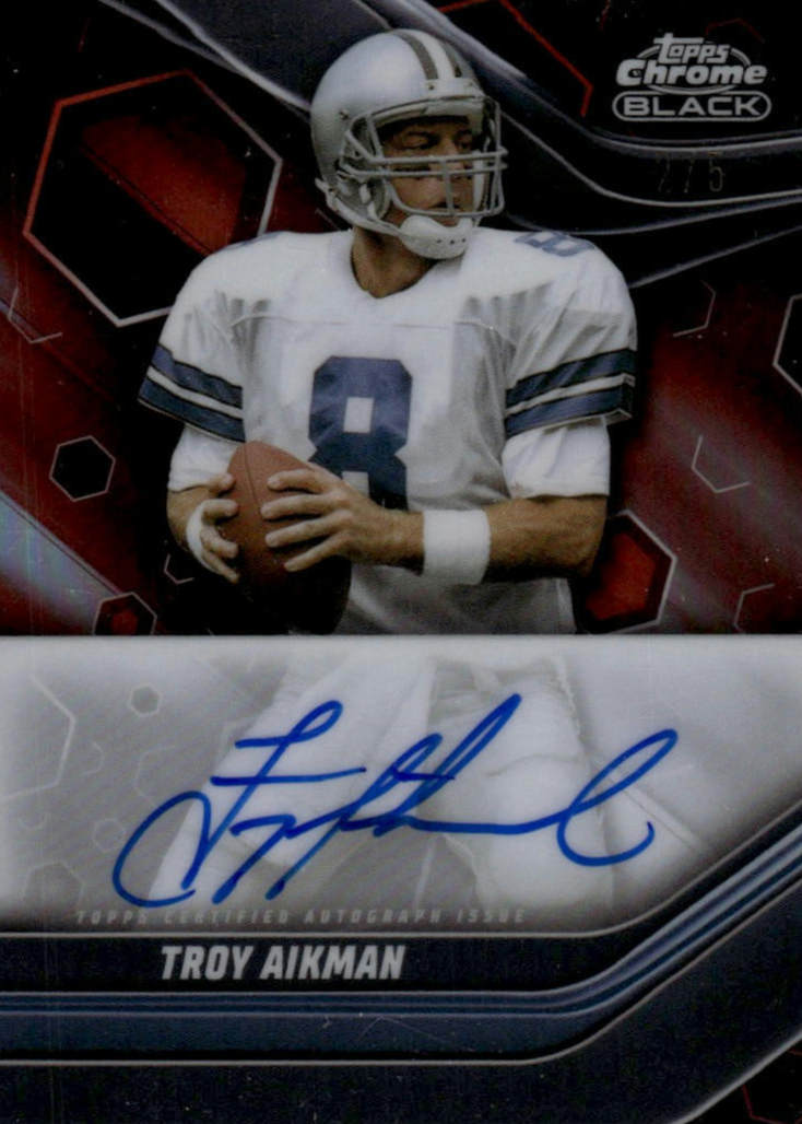 実使用サイン入り 2023 AIKソルナ 43番 ヴィクトル・アンデション Troy Aikman 2023 Topps Composite #TCBA-TA Chrome Black Autographs