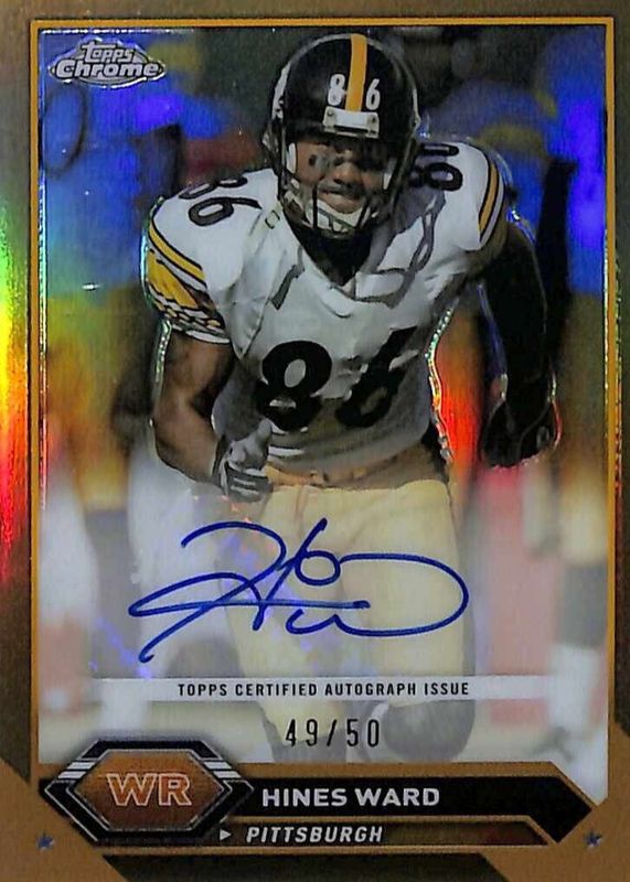 Hines Ward 2023 Topps Composite #TCA-HW Chrome Autographs - Gold Refractor /50 BGS 8