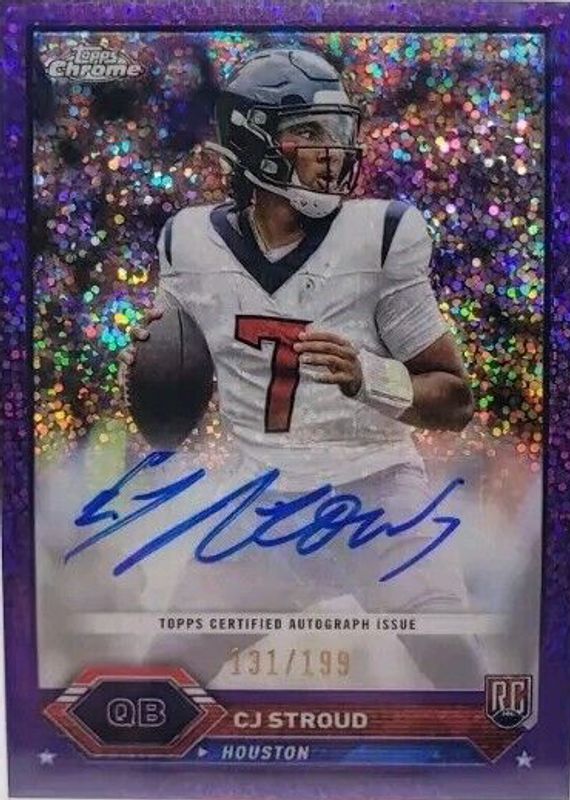 CJ Stroud 2023 Topps Composite #TCA-CS Chrome Autographs - Purple Speckle Refractor /199 Rookie BGS 8.5