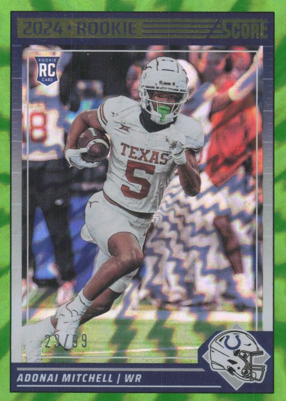 Adonai Mitchell 2024 Score #340 Electric /99 Rookie RAW