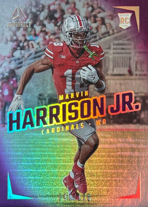 Marvin Harrison Jr. 2024 Luminance #104 Vertical Rookies - Purple /175 PSA 10