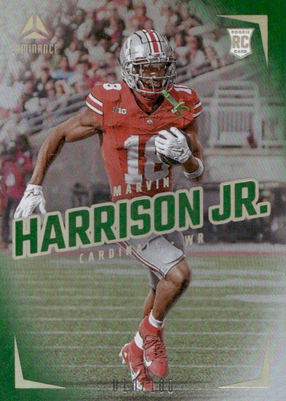 Marvin Harrison Jr. 2024 Luminance #104 Vertical Rookies - Green /100 PSA 10